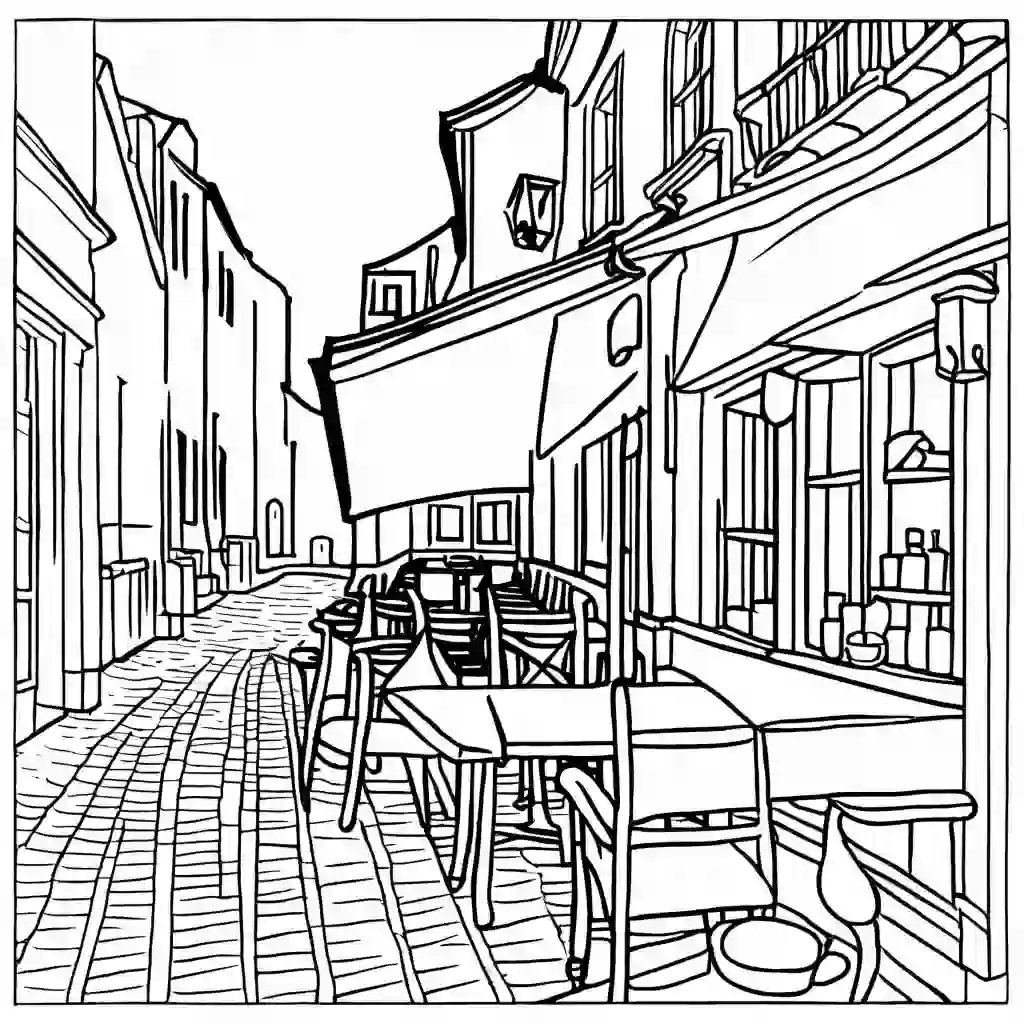 Cafe Terrace at Night by Vincent van Gogh coloring pages